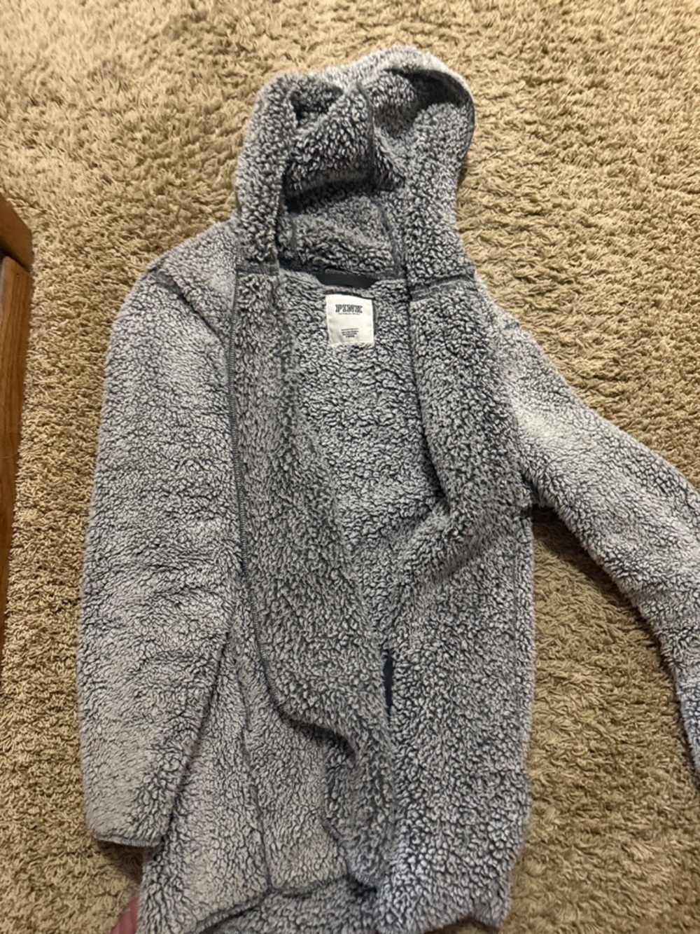 PINK Victoria's Secret Light Gray Sherpa Jacket